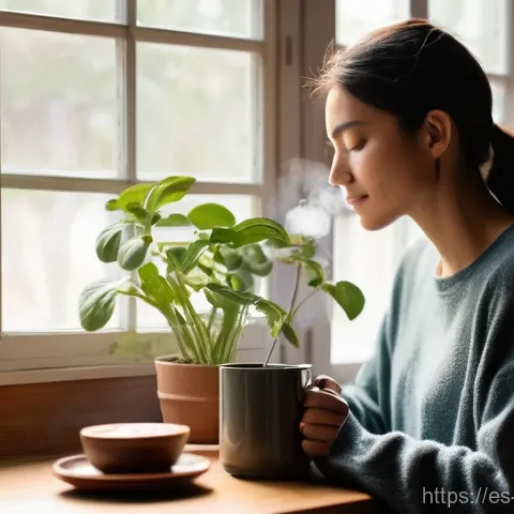 일상 관찰을 위한 효과적인 질문 만들기 - **Prompt:** A serene, cozy morning scene in a brightly lit kitchen. A person, appearing to be in the...