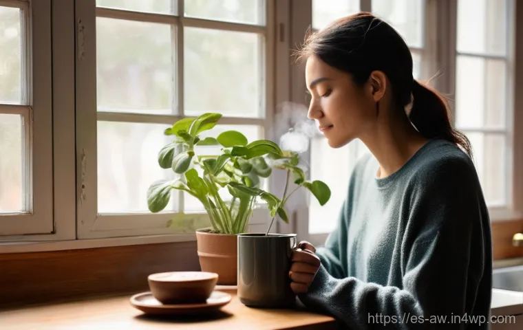 일상 관찰을 위한 효과적인 질문 만들기 - **Prompt:** A serene, cozy morning scene in a brightly lit kitchen. A person, appearing to be in the...