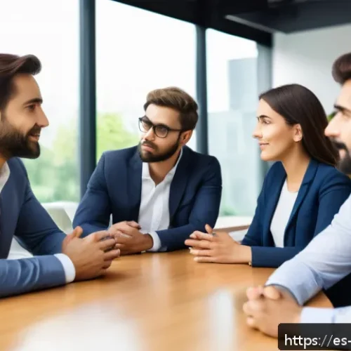 Home 33 일상 관찰을 위한 팀워크 구축하기 - A diverse professional team in a modern office setting engaged in an open communication session. The...