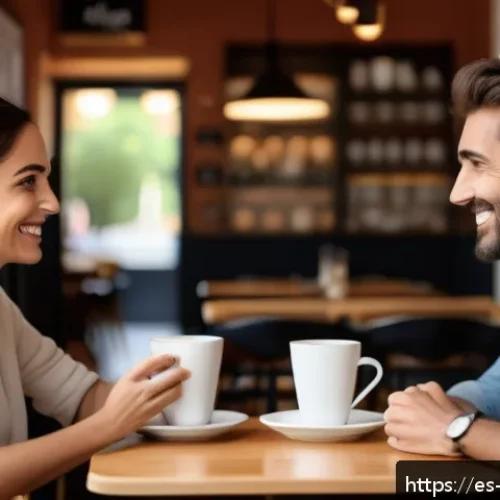 Home 31 일상 관찰을 통한 관계 개선 전략 - A warm, candid scene in a modern Spanish café where two adults engage in deep conversation. One pers...