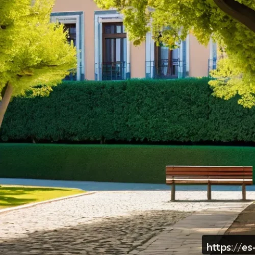 Home 30 일상 관찰의 습관화 기법 - A serene urban park scene in a Spanish neighborhood during early morning light, featuring warm sun r...