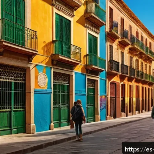 Home 17 일상 관찰을 위한 실용적인 팁 - A vibrant urban street scene in a Spanish city during golden hour, showcasing colorful building faca...